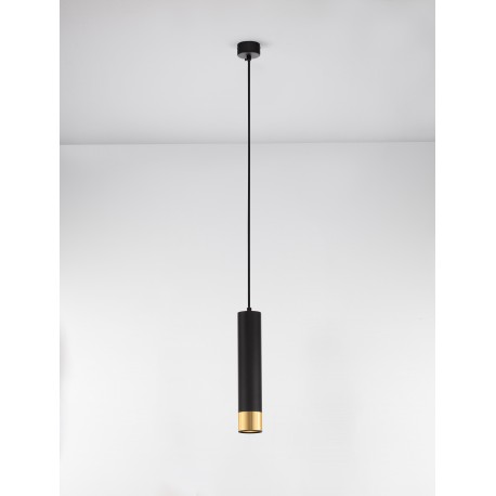 Sandy Black & Gold Aluminium Black Fabric Cable H: 200 cm LED GU10 1x13 Watt IP20 230 Volt Bulb Excluded D: 6 H: 30 cm 