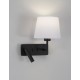 White Fabric Shade & Sandy Black Aluminium Adjustable - Switch On/Off LED Samsung 3 Watt 210Lm 3000K LED E27 1x12 Watt 230 Volt 