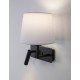White Fabric Shade & Sandy Black Aluminium Adjustable - Switch On/Off LED Samsung 3 Watt 210Lm 3000K LED E27 1x12 Watt 230 Volt 