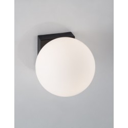 Sandy Black Metal & Aluminium White Opal Glass Switch On/Off LED 1x6 Watt 240 Volt 445Lm 3200K IP20 D: 12.5. W: 12.5 H: 14.5 cm 