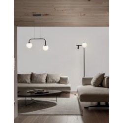 Sandy Black Metal & Aluminium White Opal Glass LED 16 Watt 240 Volt 1030Lm 3200K IP20 L: 35 W: 12.5 H: 115 cm Adjustable heigh