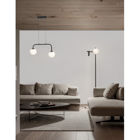 Sandy Black Metal & Aluminium White Opal Glass LED 16 Watt 240 Volt 1030Lm 3200K IP20 L: 35 W: 12.5 H: 115 cm Adjustable heigh
