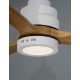 Fan Matt White Steel & Glass Oak Wood D: 132 H: 35-48 cm 5 Speed Remote, 64cm Blade DC 25W,AC220-240V 5000CFM 200RPM,<30 dB,5.8K
