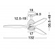 Fan Matt White Steel & Glass Oak Wood D: 132 H: 35-48 cm 5 Speed Remote, 64cm Blade DC 25W,AC220-240V 5000CFM 200RPM,<30 dB,5.8K