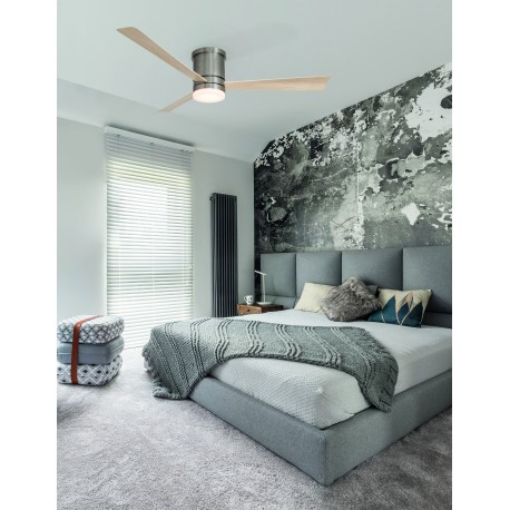 Fan Brushed Nickel Steel & Glass Polywood D: 132 cm H: 25 cm 5 Speed Remote, 57.5 cm Blade DC 35W,AC220-240V 4500CFM 184RPM,<50 