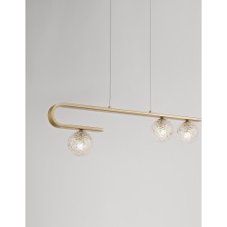 Clear Structured Glass & Brass Gold Steel LED G9 3x5 Watt 230 Volt IP20 Bulb Excluded L: 80 W: 10 H: 180 cm 