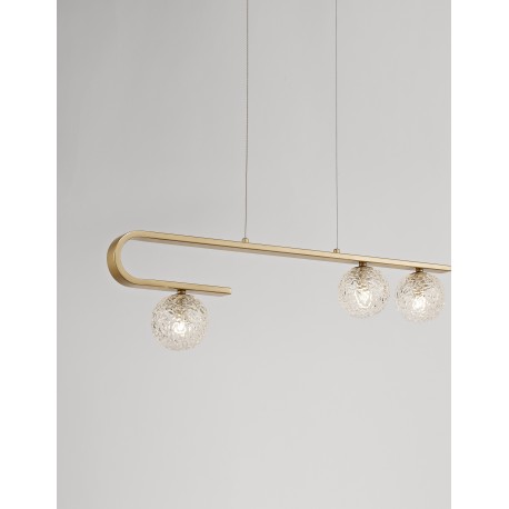Clear Structured Glass & Brass Gold Steel LED G9 3x5 Watt 230 Volt IP20 Bulb Excluded L: 80 W: 10 H: 180 cm 