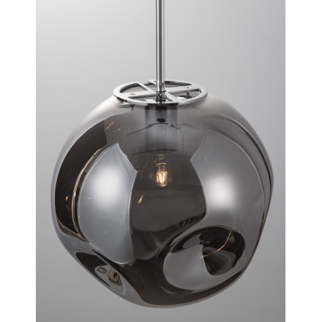 Chrome Metal Smoky Gray Glass LED E27 1x12 Watt 230 Volt IP20 Bulb Excluded D: 30 H1: 53 H2: 120 cm Adjustable height 