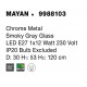 Chrome Metal Smoky Gray Glass LED E27 1x12 Watt 230 Volt IP20 Bulb Excluded D: 30 H1: 53 H2: 120 cm Adjustable height 
