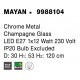 Chrome Metal Champagne Glass LED E27 1x12 Watt 230 Volt IP20 Bulb Excluded D: 30 H1: 53 H2: 120 cm Adjustable height 