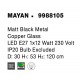 Matt Black Metal Copper Glass LED E27 1x12 Watt 230 Volt IP20 Bulb Excluded D: 30 H1: 53 H2: 120 cm Adjustable height 