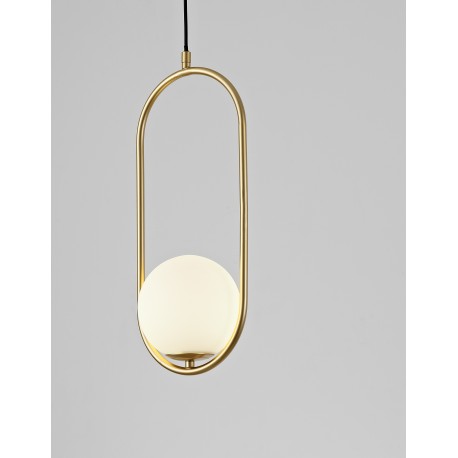 Opal Glass Brass Gold Metal LED G9 1x5 Watt 230 Volt IP20 Bulb Excluded L: 20 W: 15 H1: 47.6 H2: 120 cm Adjustable height 