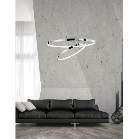 Not Dimmable Chrome Aluminium & Acrylic LED 74 Watt 230 Volt 4025Lm 3000K IP20 D: 60 H: 120 cm Adjustable Height & Rotating 