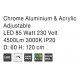Not Dimmable Chrome Aluminium & Acrylic LED 74 Watt 230 Volt 4025Lm 3000K IP20 D: 60 H: 120 cm Adjustable Height & Rotating 
