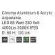 Not Dimmable Chrome Aluminium & Acrylic LED 74 Watt 230 Volt 4025Lm 3000K IP20 D: 60 H: 120 cm Adjustable Height & Rotating 