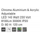 Not Dimmable Chrome Aluminium & Acrylic LED 129 Watt 230 Volt 6831Lm 3000K IP20 D: 80 H: 120 cm Adjustable Height & Rotating 