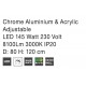 Not Dimmable Chrome Aluminium & Acrylic LED 129 Watt 230 Volt 6831Lm 3000K IP20 D: 80 H: 120 cm Adjustable Height & Rotating 