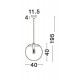 Clear Glass & Black Metal Black Fabric Wire LED E27 1x12 Watt 230 Volt IP20 Bulb Excluded D: 40 H1: 40 H2: 195 cm Adjustable He