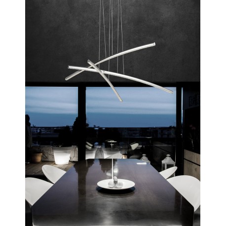Chrome Aluminium & Acrylic LED 38 Watt 230 Volt 2650Lm 3000K IP20 L: 90 H: 120 cm Adjustable Height & Adjustable 
