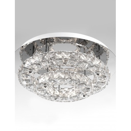 Chrome & White Aluminium K9 Crystal LED 28 Watt 230 Volt 1560Lm 3000K IP20 D: 40 H: 14 cm 