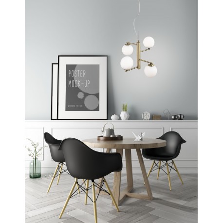 Opal Glass Antique Brass Metal LED G9 4x5 Watt 230 Volt IP20 Bulb Excluded D: 35 H: 150 cm Adjustable height 
