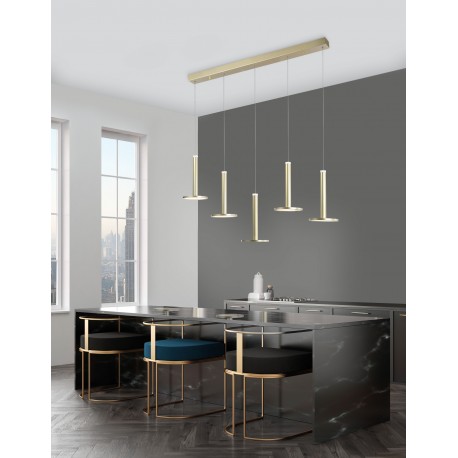 Brass Gold Aluminium & Acrylic LED 50 Watt 230 Volt 3946Lm 3000K IP20 L: 107 W: 15 H: 150 cm Adjustable Height 