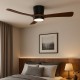 Ventilateur Avec Eclairage LED Noir Avec PC Effet Bois 18W CCT 1440lm + Télécommande