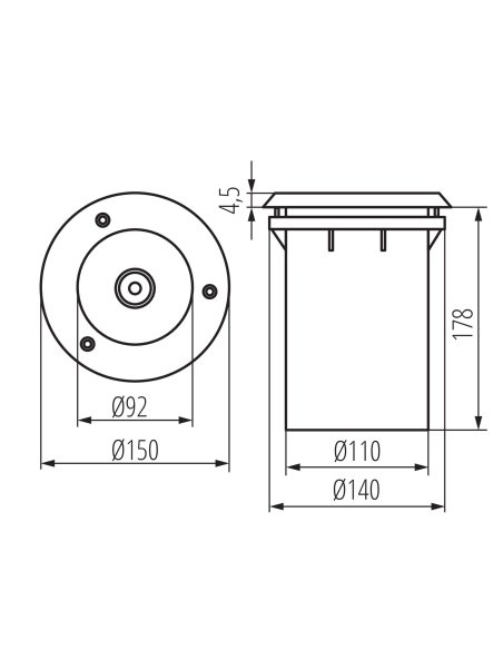 Spot LED encastré sol fixe E27 x 1 max 40W IP67