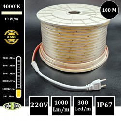 Bobine LED DIM COB SLIM+ 10W/m 300 Leds/m 4000K 220V 100m IP67 AC