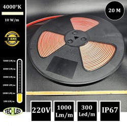 Bobine LED DIM COB SLIM+ 10W/m 300 Leds/m 4000K 220V 20m IP67 AC