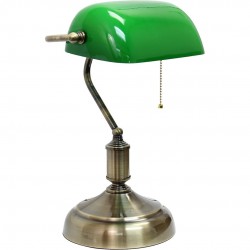 Lampe de table Bronze + Vert E27 x 1