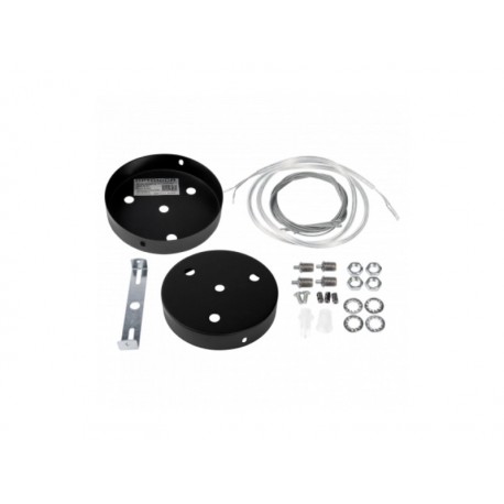 Patère Ronde Noire Pour Suspension + Câble 120x25 mm