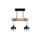Suspension Verre + Bois Noir E27 x 2 Ø120mm