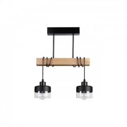 Suspension Verre + Bois Noir E27 x 2 Ø120mm