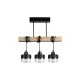 Suspension Verre + Bois Noir E27 x 3 500mm