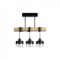 Suspension Verre + Bois Noir E27 x 3 500mm