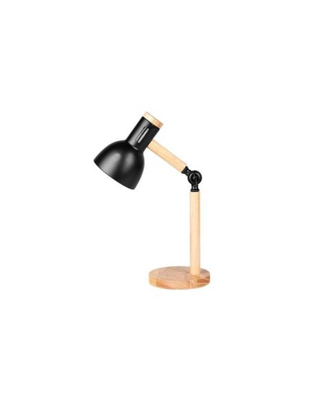 Lampe de Bureau Noire + Bois E27 x 1