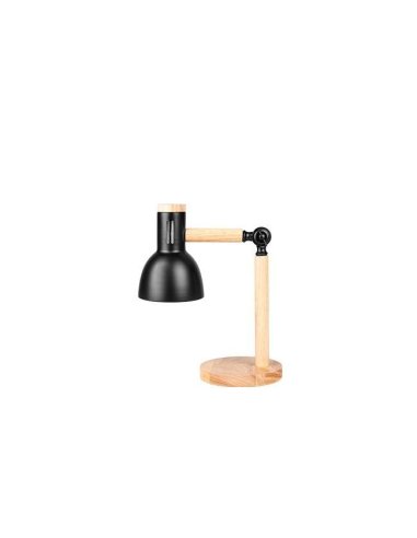 Lampe de Bureau Noire + Bois E27 x 1
