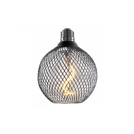 Ampoule LED Bulb Ronde E27 Grille Noir Filament Golden 'S' 2.5W 1800°K 188lm - P11707 - OPTONICA