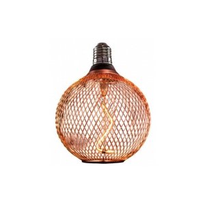 Ampoule LED Bulb Ronde E27 Grille Cuivre Filament Golden 'S' 2.5W 1800°K 188lm - P11708 - OPTONICA