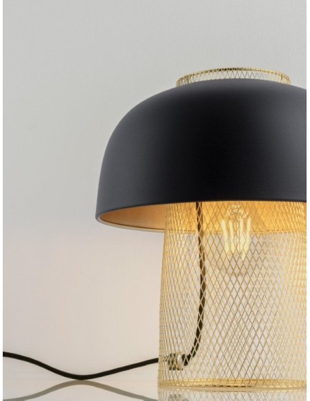 Sandy Black & Gold Metal LED E27 1x12 Watt 100-240 Volt IP20 bulb excluded Cable Length 150 cm Switch On/Off D: 25 H: 28 cm -