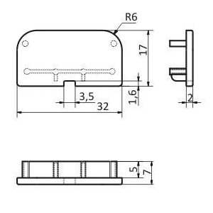 Terminaison Profilé LED Large avec couvercle ALU (x2)