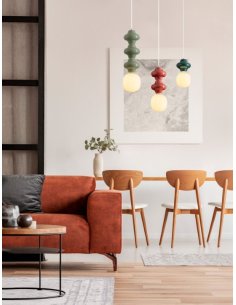 Green Ceramic & Opal Glass Matt White Metal Base LED E14 1x5 Watt 100-240Volt IP20 bulb excluded D: 18 H: 240 cm - PNL9009122 