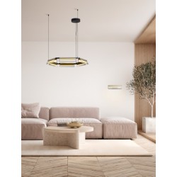 Triac Dimmable Sandy Black & Gold Metal Gray Glass LED 39 Watt 220-240 Volt 4822Lm 3000K IP20 D: 72 H: 150 cm - PNL9009132 -