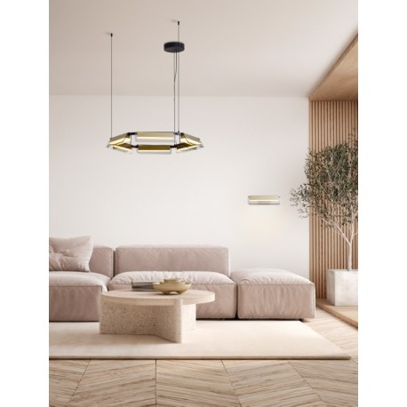 Triac Dimmable Sandy Black & Gold Metal Gray Glass LED 39 Watt 220-240 Volt 4822Lm 3000K IP20 D: 72 H: 150 cm - PNL9009132 -