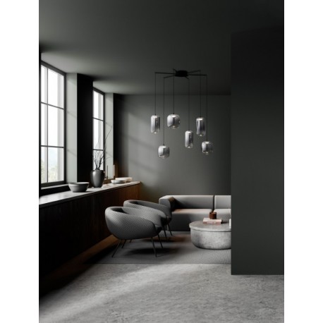 Matt Black Metal & Smoky Gray Glass LED 25 Watt 220-240Volt 2792Lm 3000K IP20 D: 72 H: 145 cm - PNL9009143 - NOVALUCE