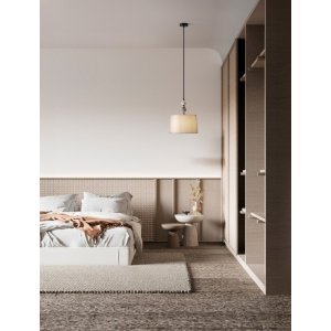 Matt Black Metal Gray & Brown Ceramic & Fabric LED E27 1x12 Watt 100-240 Volt IP20 bulb excluded D: 34 H: 150 cm - PNL9009149