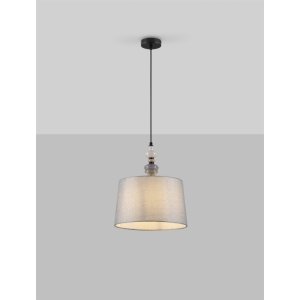 Matt Black Metal Gray & Brown Ceramic & Fabric LED E27 1x12 Watt 100-240 Volt IP20 bulb excluded D: 34 H: 150 cm - PNL9009149