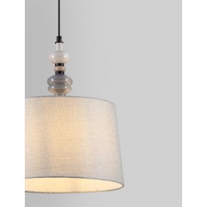 Matt Black Metal Gray & Brown Ceramic & Fabric LED E27 1x12 Watt 100-240 Volt IP20 bulb excluded D: 34 H: 150 cm - PNL9009149