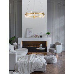 Triac Dimmable Platinum Gold Stainless Steel & Glass LED 45 Watt 220-240Volt 4679Lm 3500K IP20 D: 60 H: 130 cm - PNL9019733 